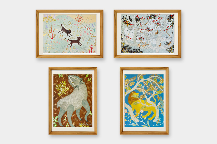 Kazuko Furuta 「ライオンと森」 A4 アートポスター CWプリント 〔アート タッチ〕