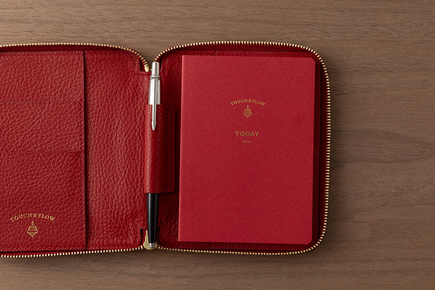 ミッチーページ♪ ミニスケッチ ジッパー〕B7 ノート＆手帳用革カバー｜タッチ