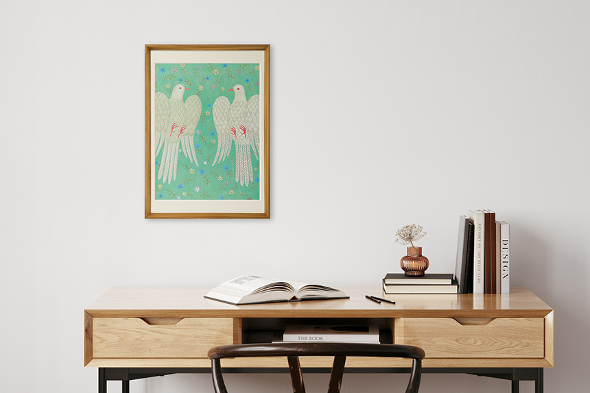 Kazuko Furuta 「ベランダの恋人たち」 A3 アートポスター CWプリント